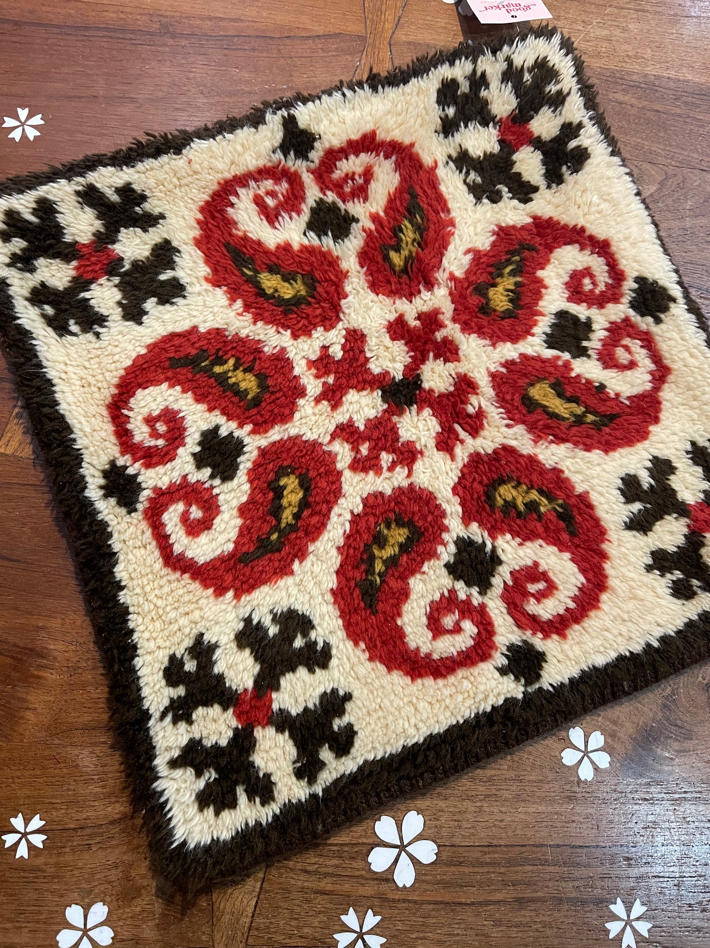 vintage 70s boho moroccan shag rug pillow case