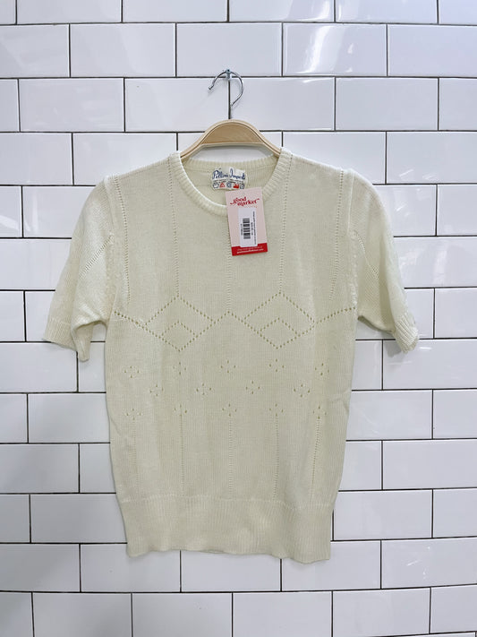 vintage pellini imports pointelle ss knit crew