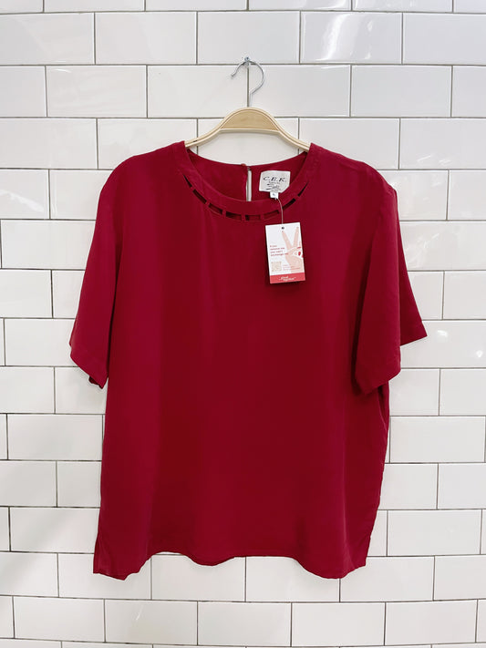 vintage zack's red silk cut out tee