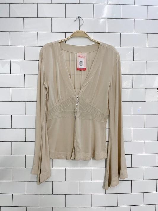 free people bell sleeve prairie blouse