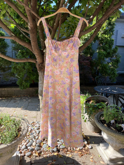 floral bustier top a-line midi dress