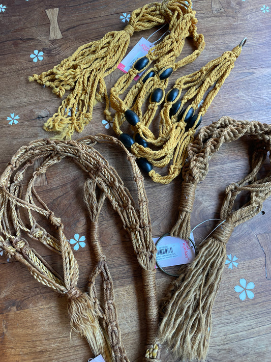 vintage macrame jute plant hanger