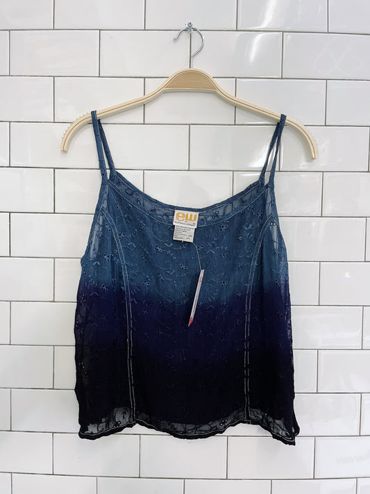 vintage 00s ombre eyelet chiffon tank