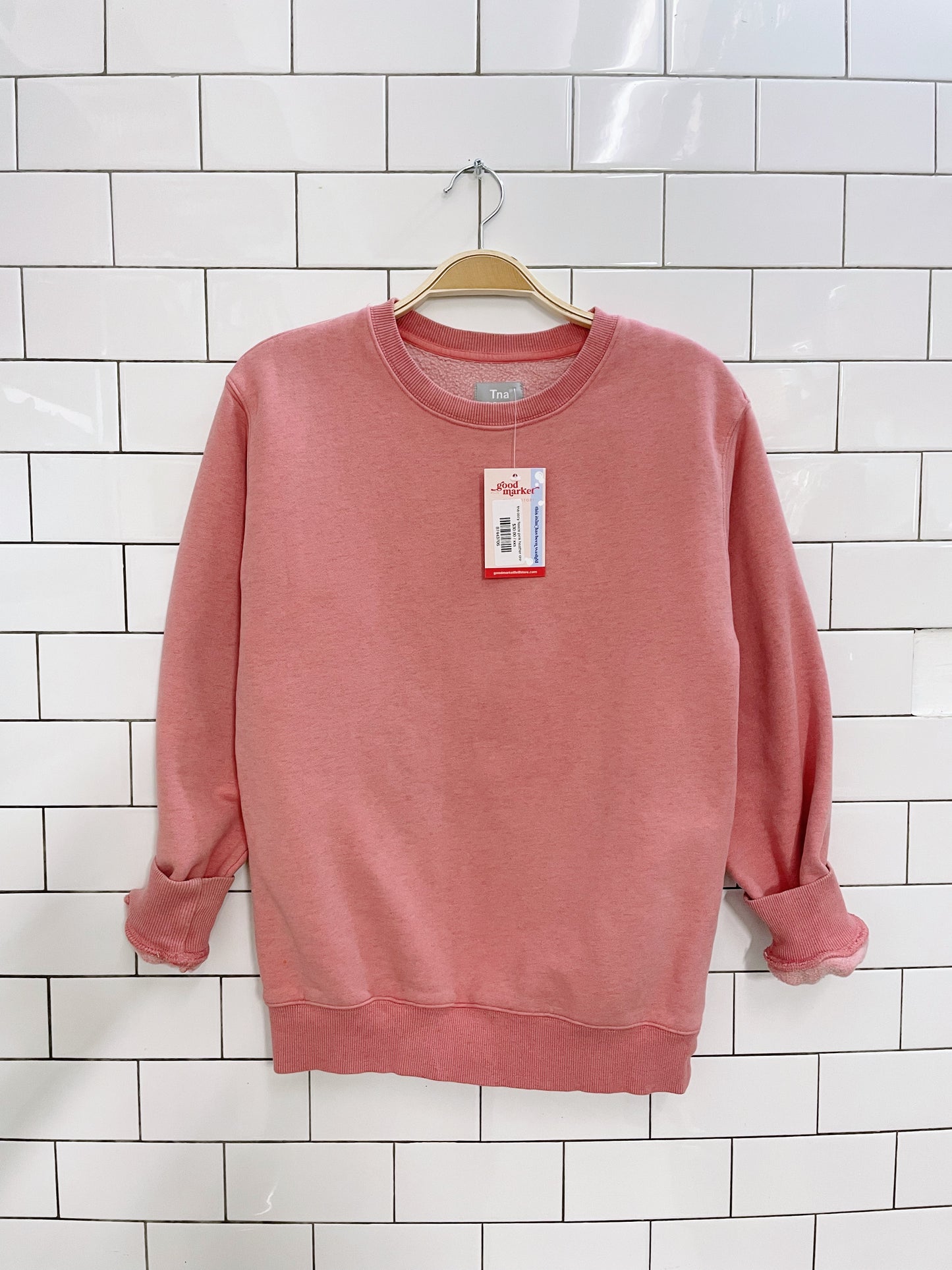 tna cozy fleece pink heather crew