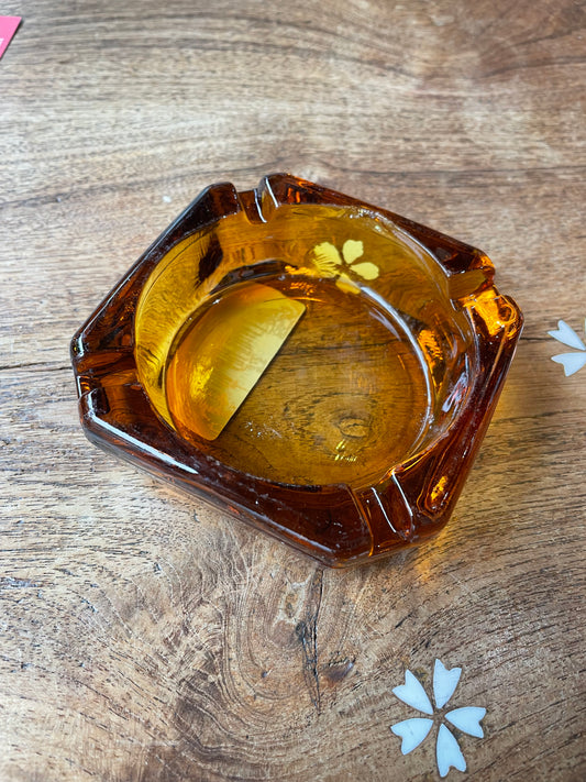 vintage amber glass ash tray