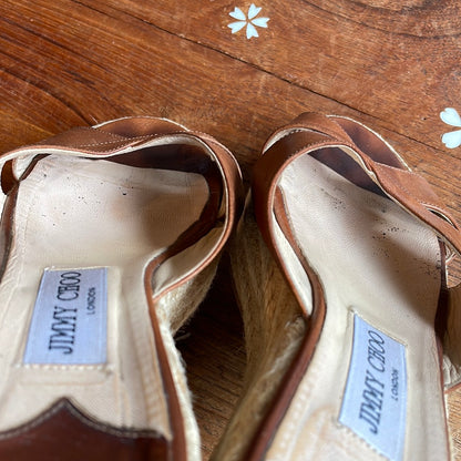 jimmy choo espadrille slip on leather sandal