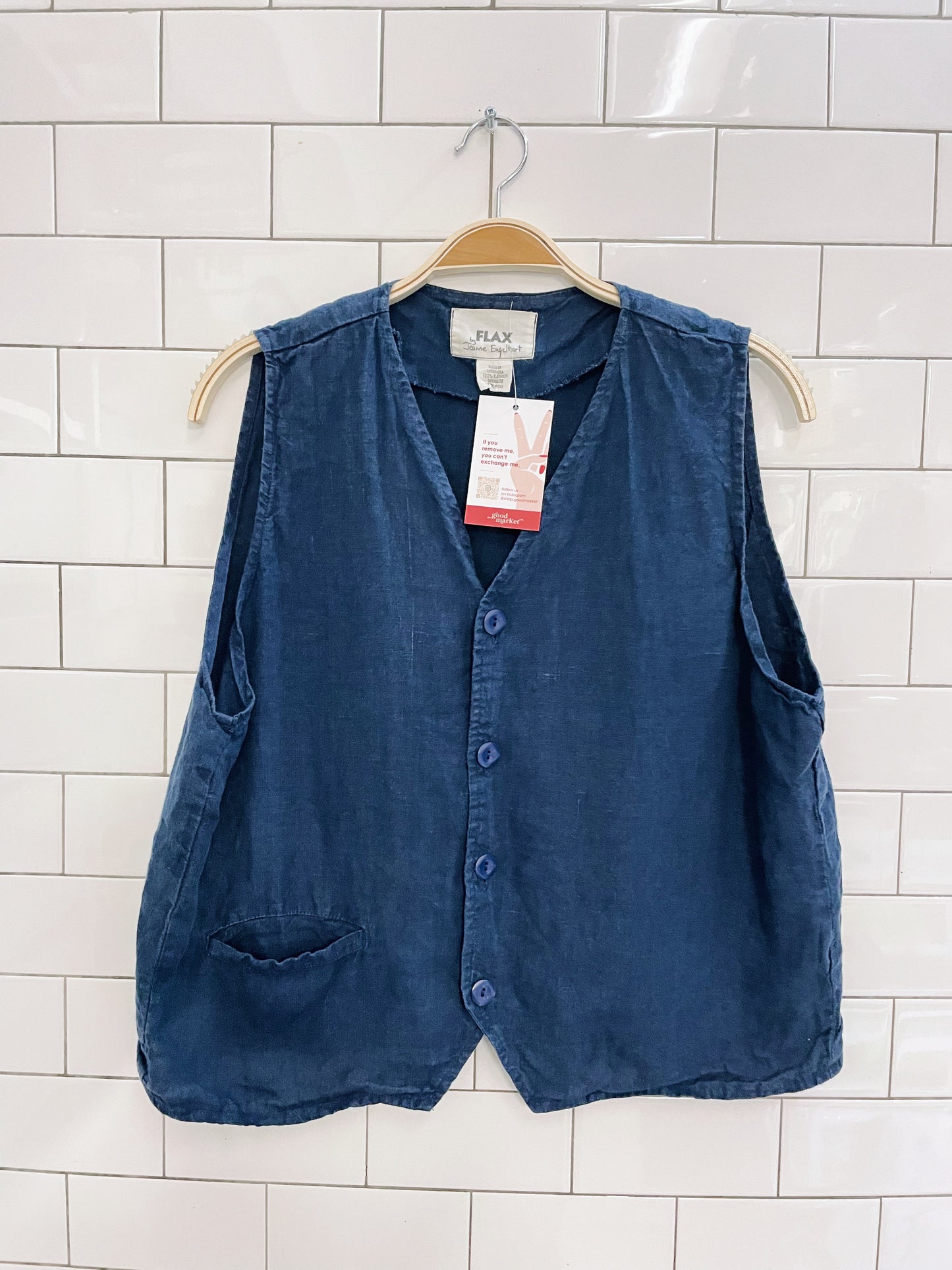 vintage flax 100% linen vest top