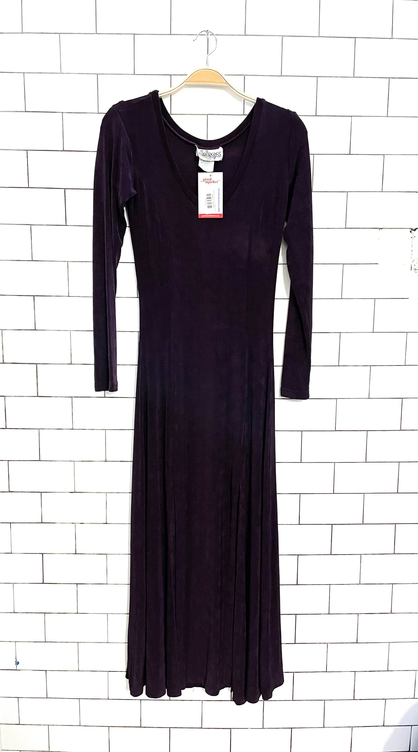 vintage 00s dalmys slinky long sleeve slit dress