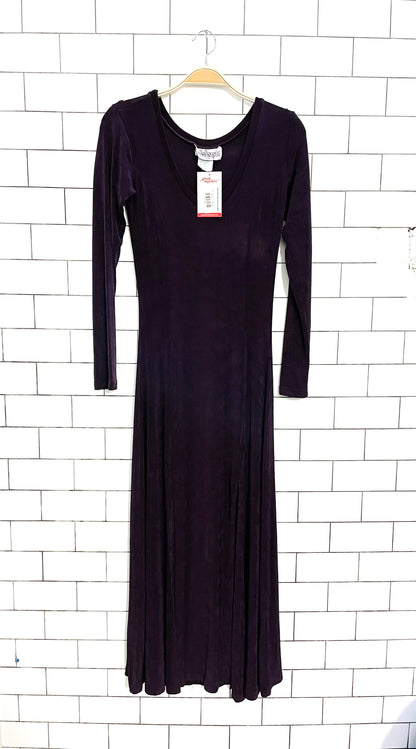 vintage 00s dalmys slinky long sleeve slit dress
