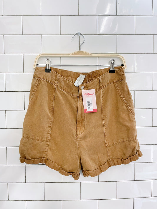 joie high rise linen-blend shorts