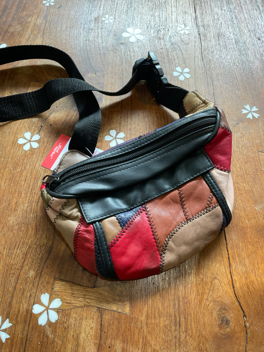 vintage patchwork leather belt bag