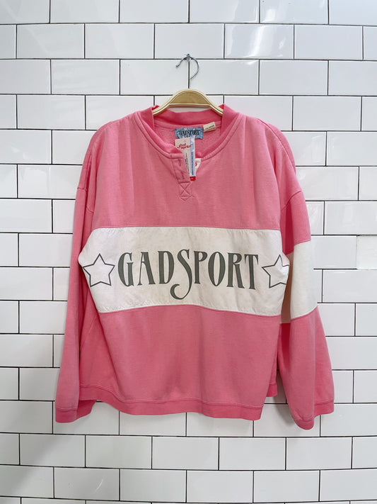 vintage gadsport pink 1/4 button crew
