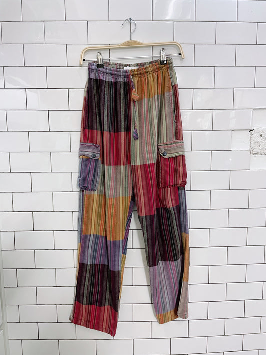 vintage boho multi colour cargo lounge pants