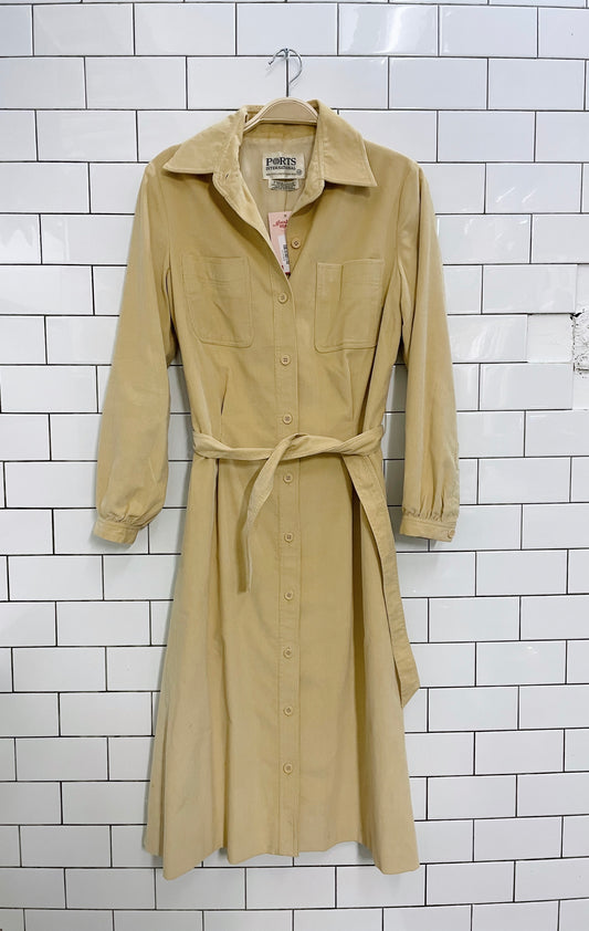 vintage 70s ports corduroy belted ls shirt dress
