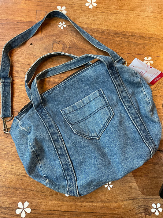 vintage mini denim duffle bag