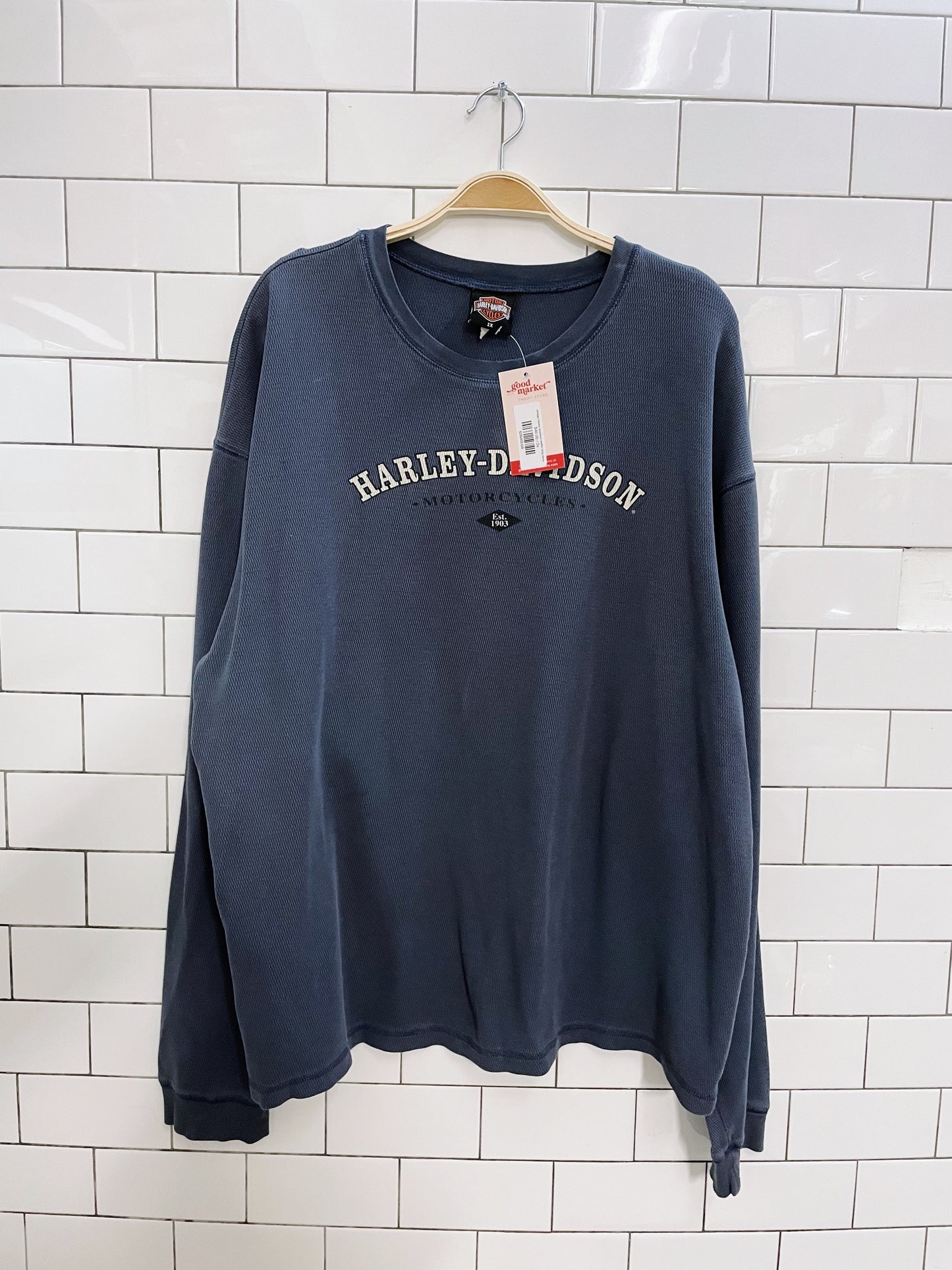 vintage harley davidson waffle long sleeve