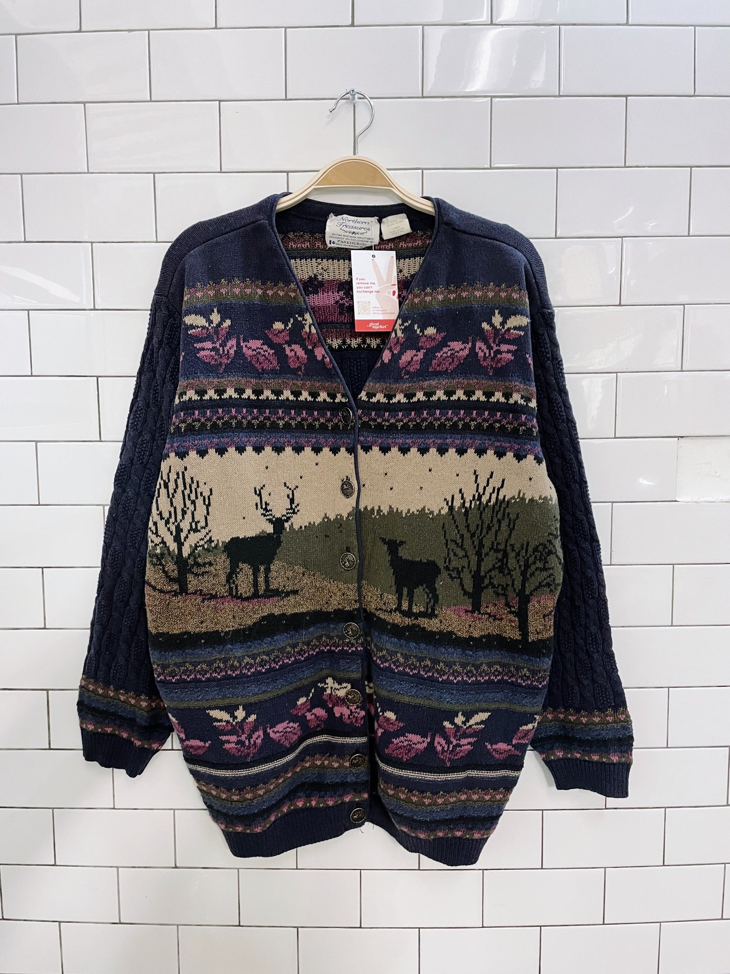 vintage 90s NT parkhurst deer cardigan