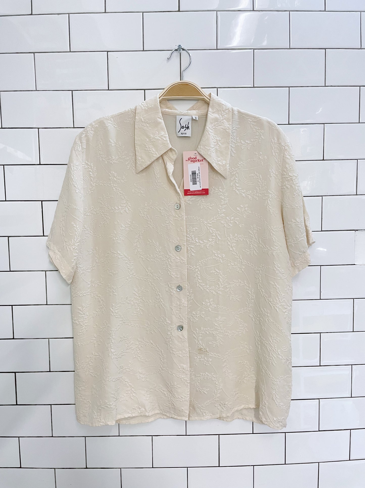 vintage sash silk embossed ss shirt