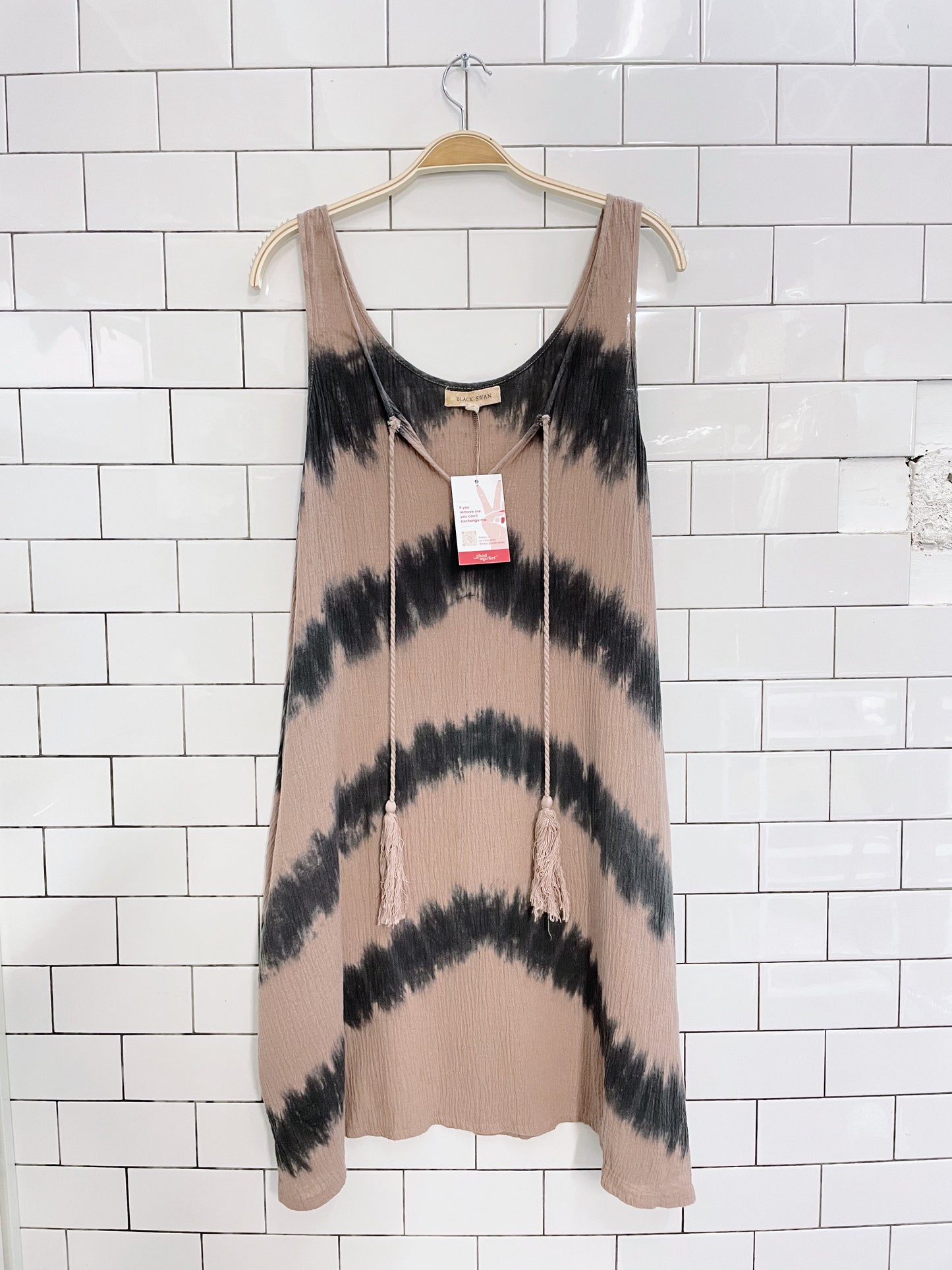 black swan tie dye gauze tank dress