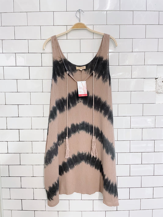 black swan tie dye gauze tank dress