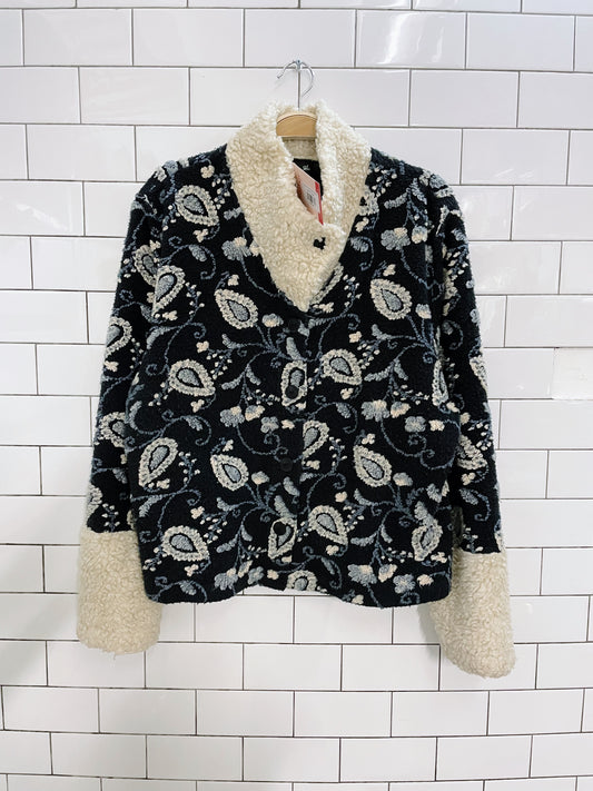 vintage 00s tib design paisley fleece jacket