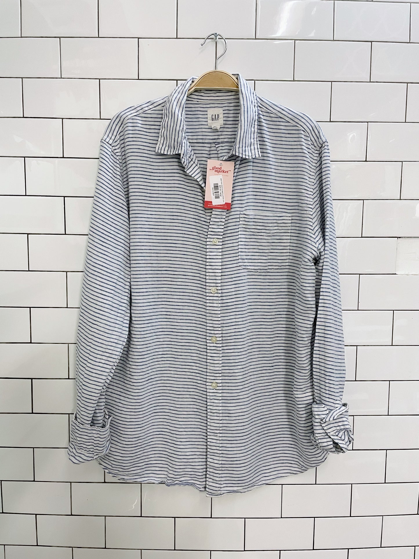 gap linen-blend striped summer shirt