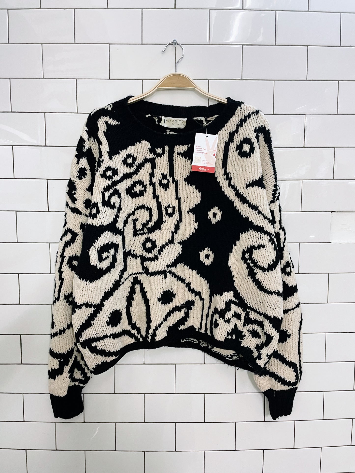 vintage incognito knit boxy swirl sweater