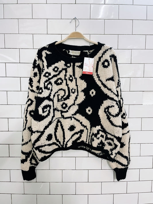 vintage incognito knit boxy swirl sweater