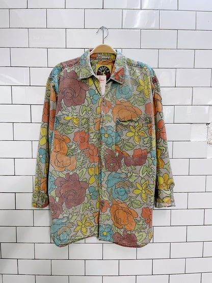 vintage 90s hoopla world graphic rose shirt