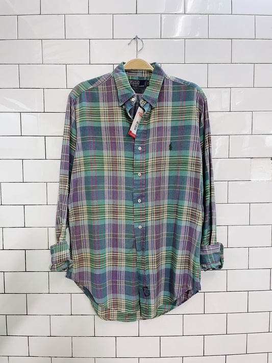 vintage ralph lauren hand-woven madras shirt