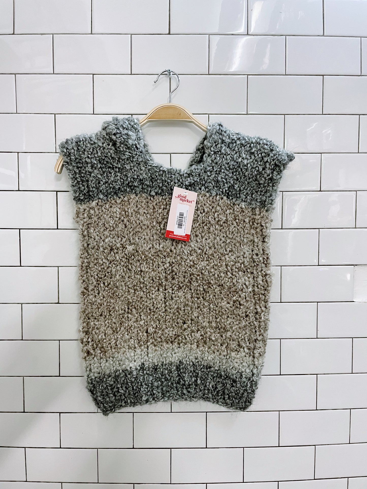 hand knit super soft chunky knit hooded vest