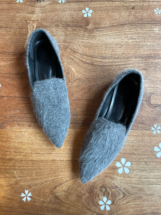 POL fuzzy pointed toe flats