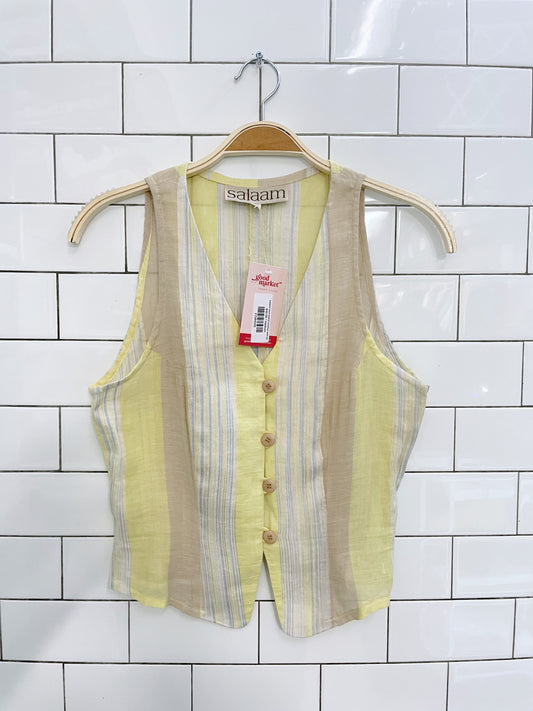 salaam linen-blend minimal vest top
