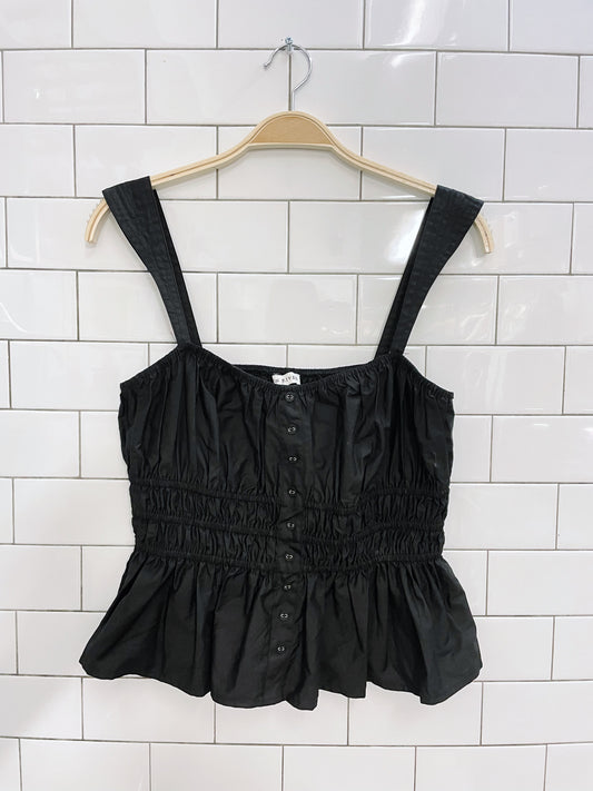 moon river ruched button front tank