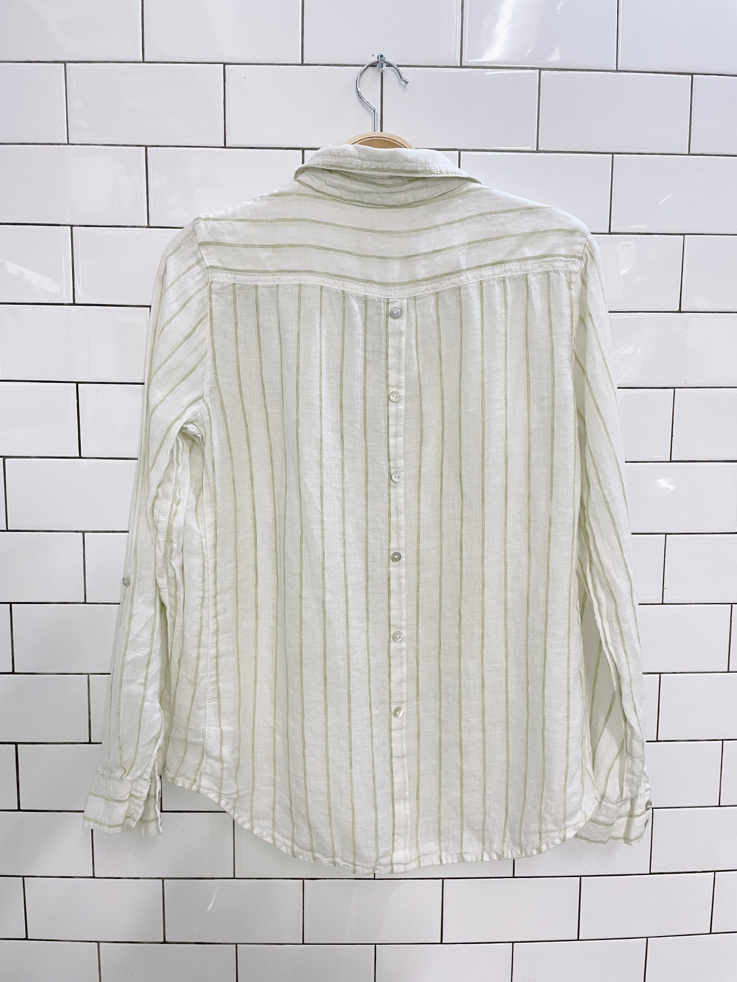 sigrid olsen linen button back shirt