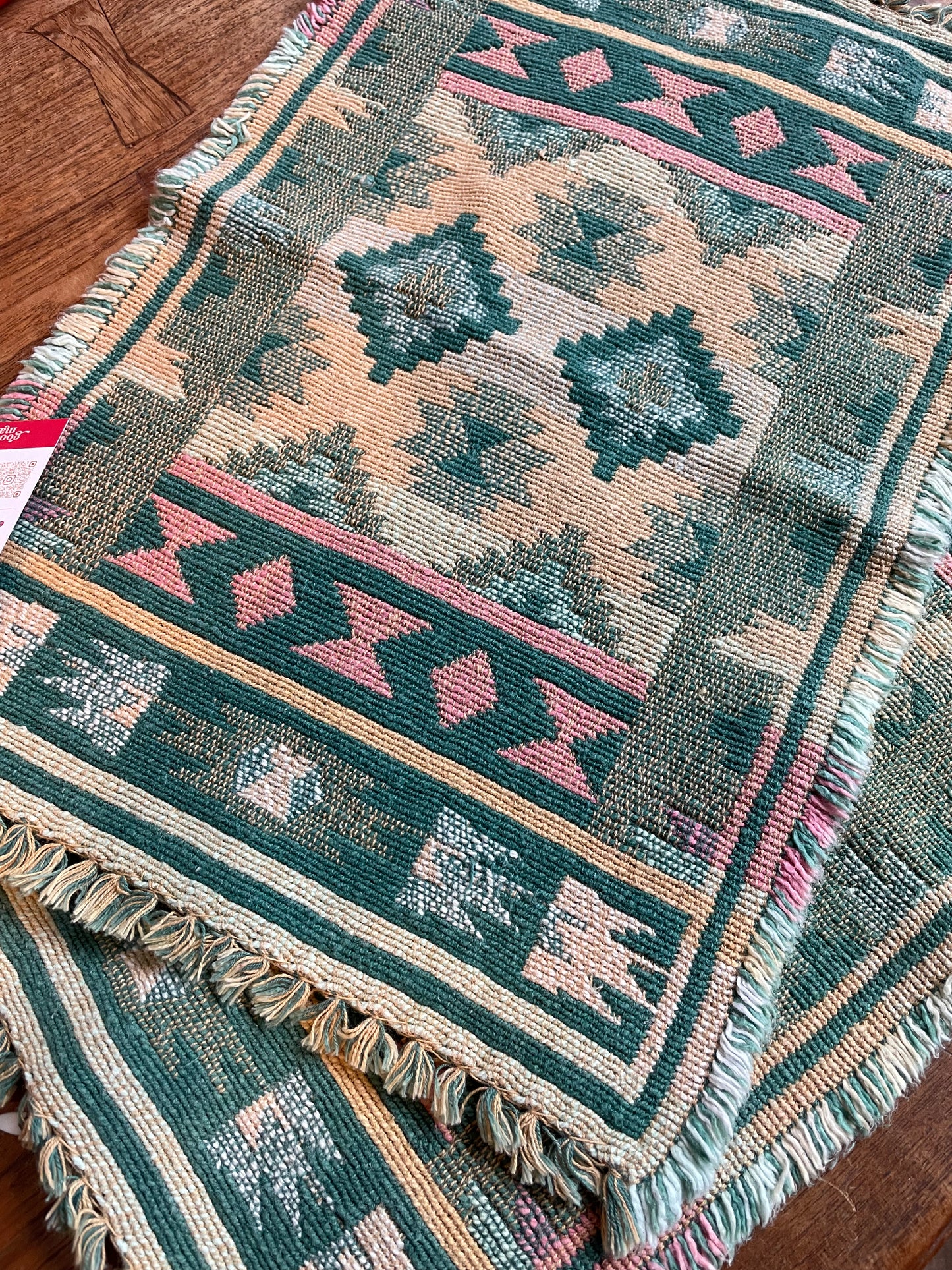 x2 set of vintage aztec woven placemats
