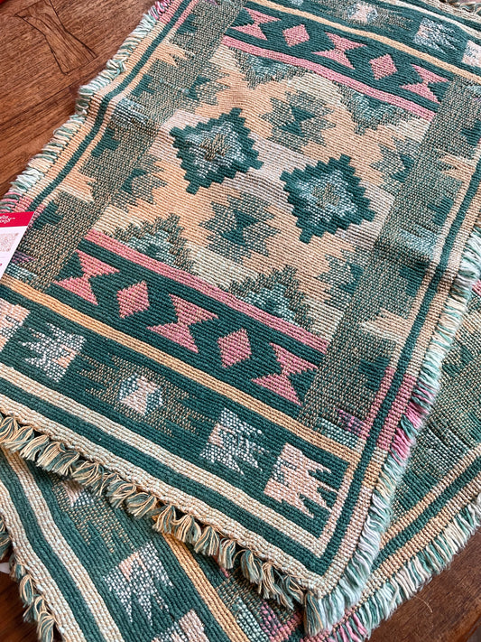 x2 set of vintage aztec woven placemats