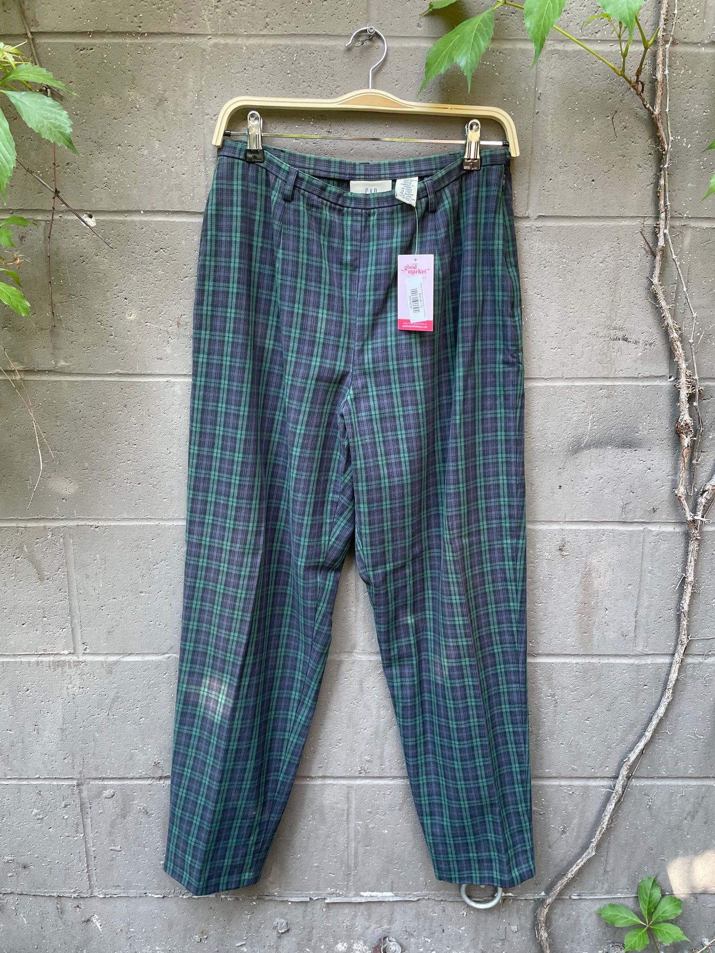 vintage 90s gap high rise tartan cotton pants