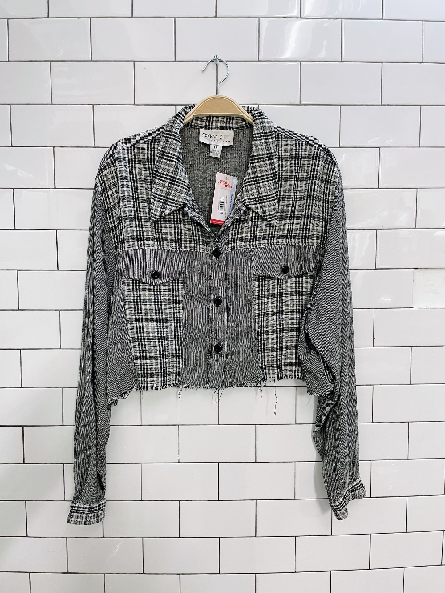 vintage conrad c cropped plaid shirt