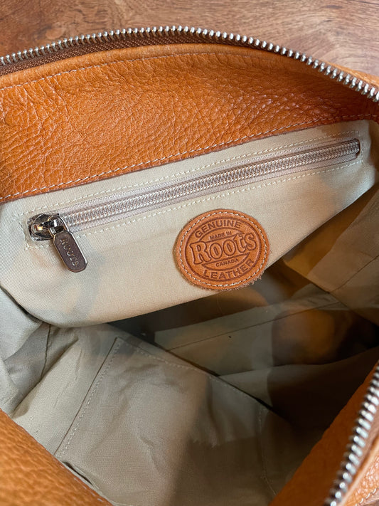 vintage roots pebbled leather shoulder bag