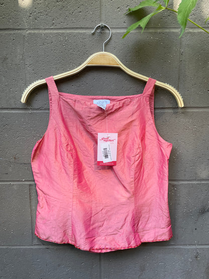y2k ann taylor 100% silk square neck tank
