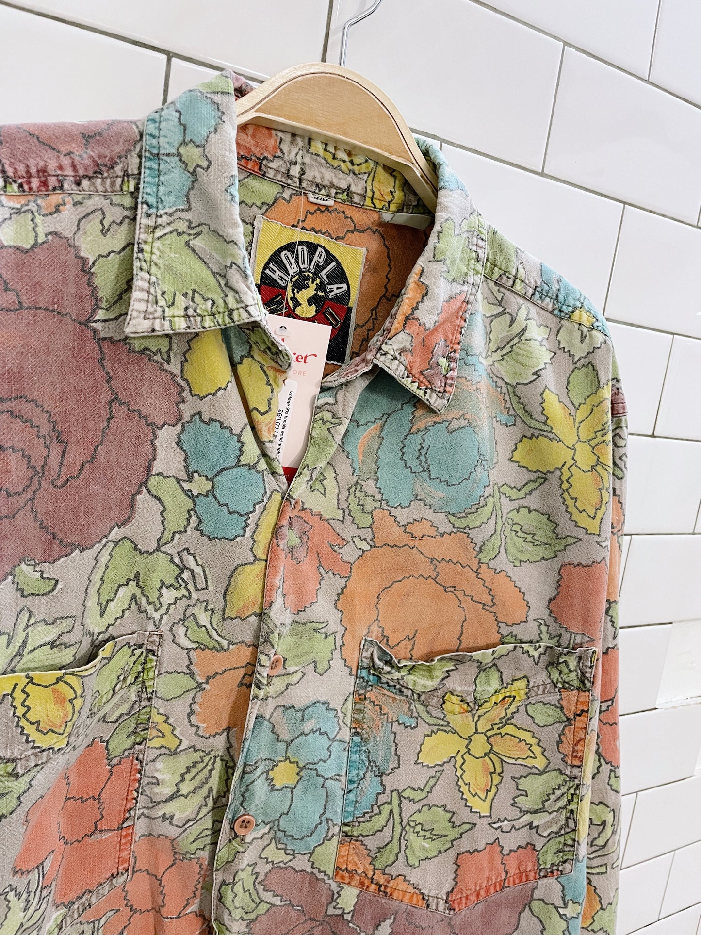 vintage 90s hoopla world graphic rose shirt