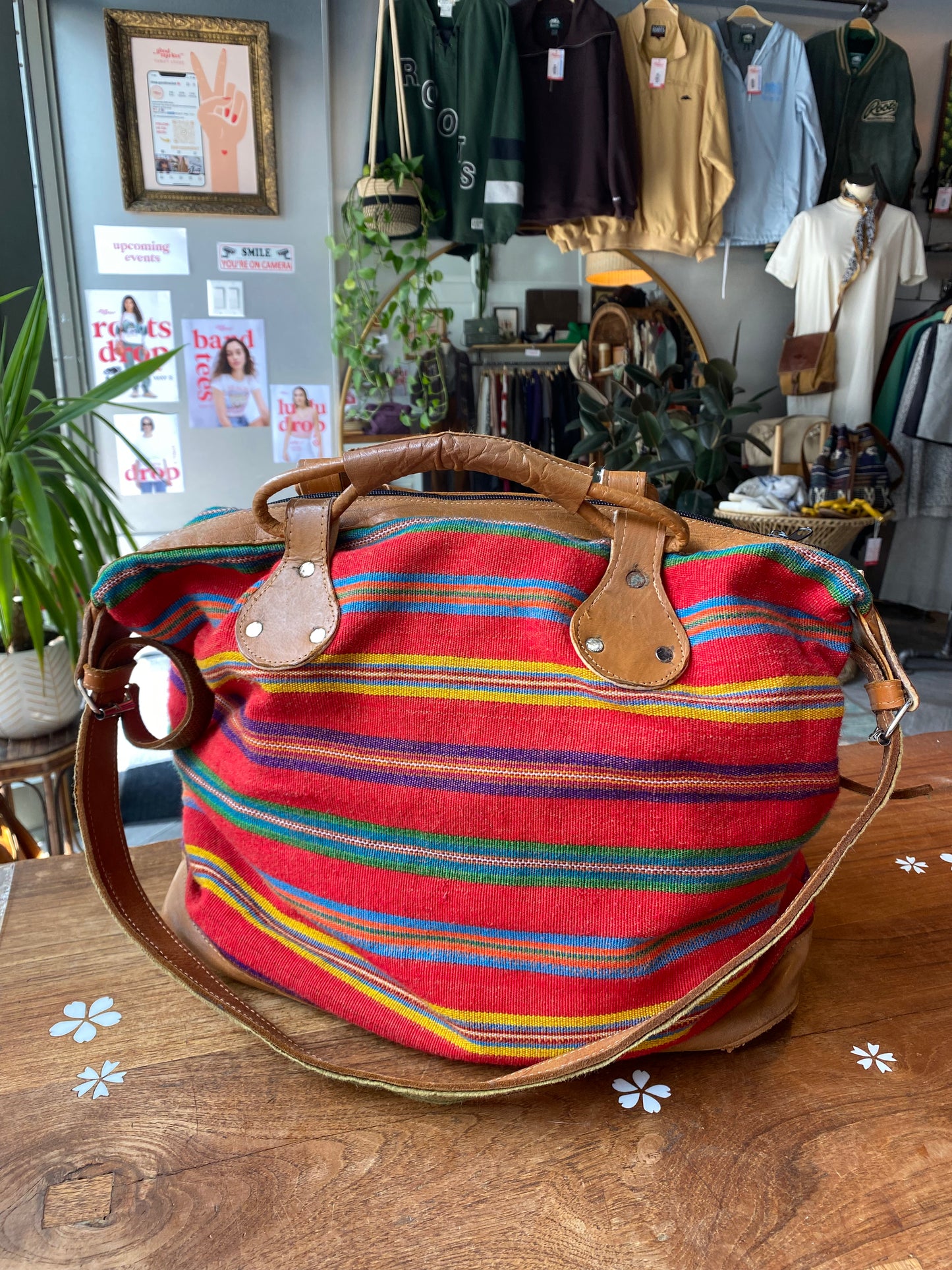vintage guatemalan woven weekend bag
