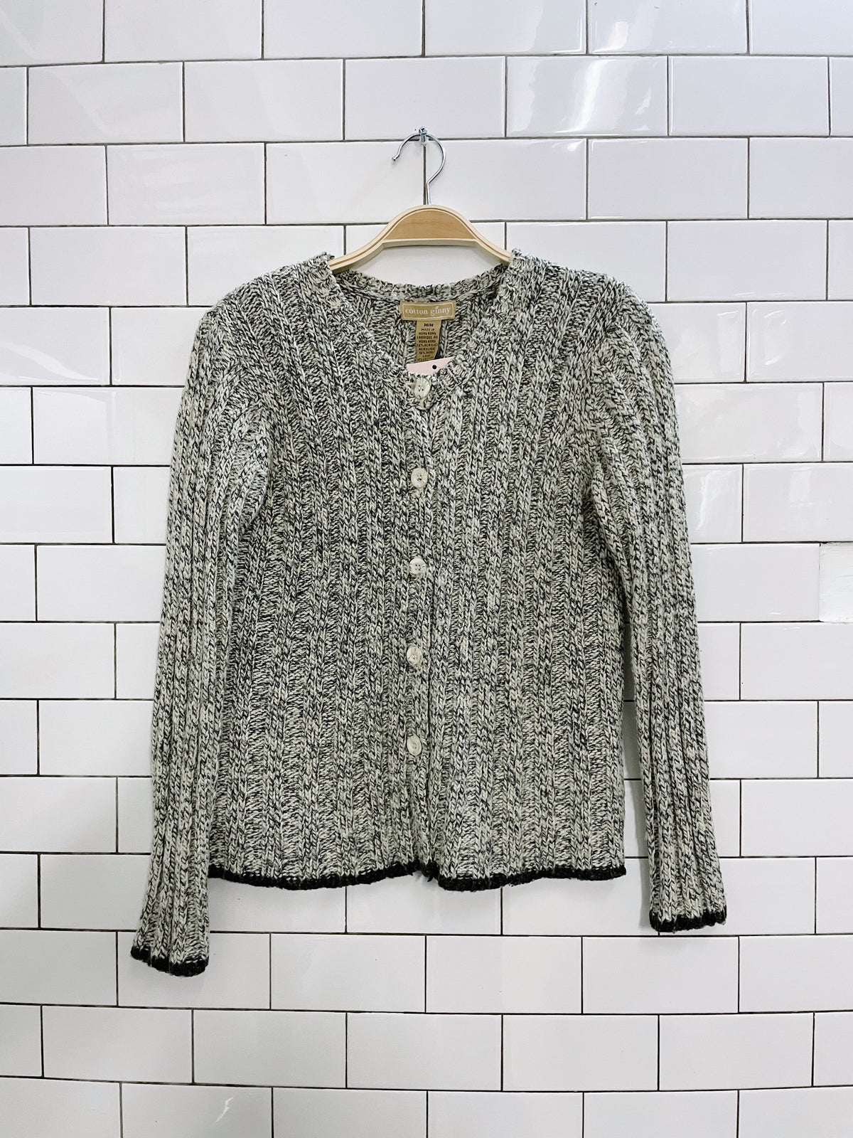vintage 00s CG wool-blend chunky rib cardi