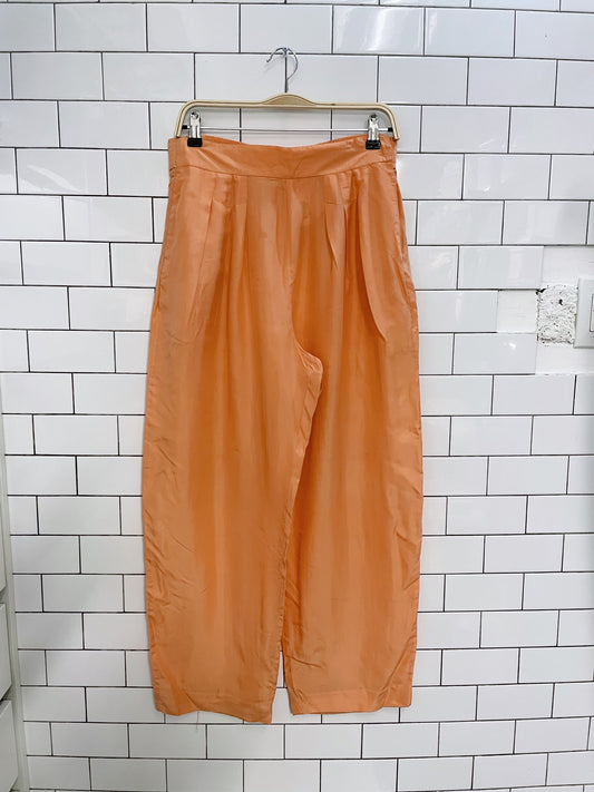 vintage vogue alley silk pleated orange pants