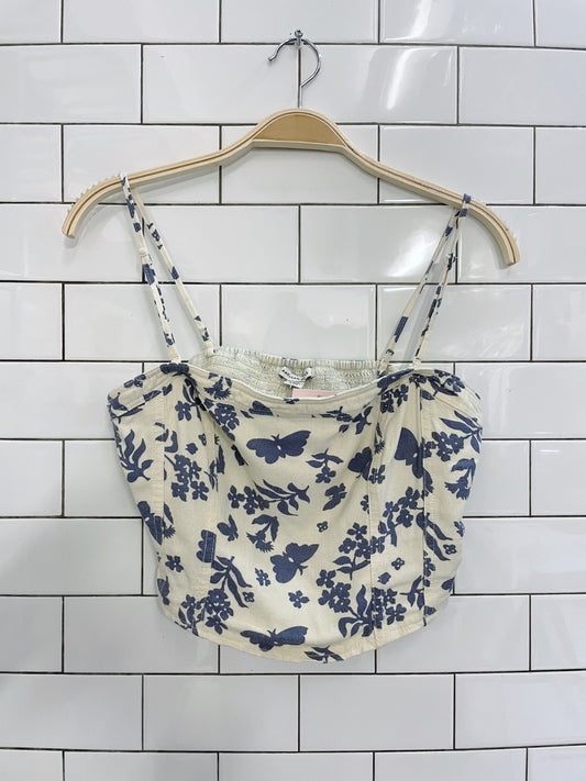 american eagle butterfly linen blend crop tank