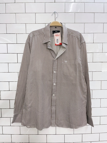 vintage giorgio armani logo pocket striped shirt