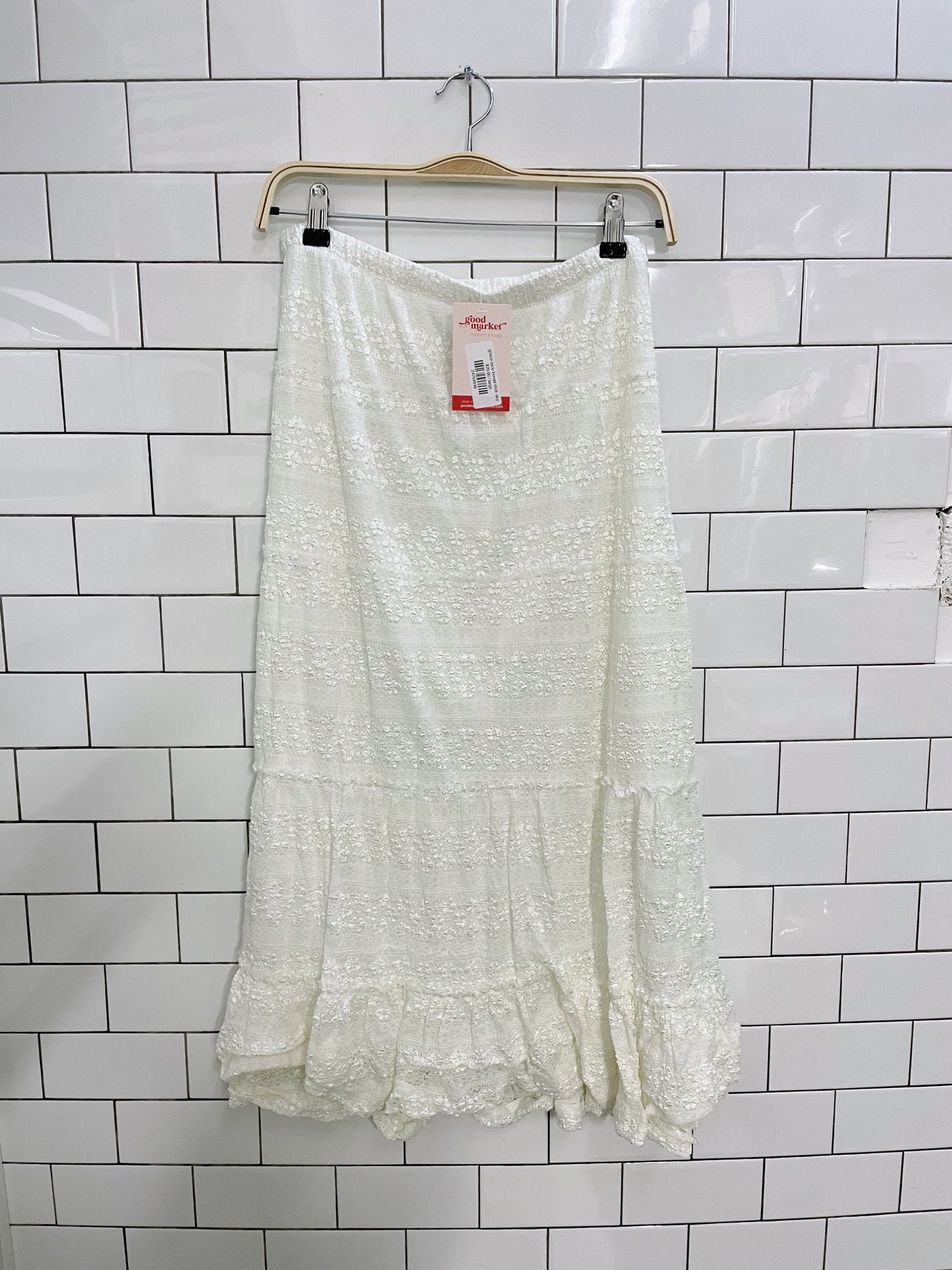 grace lace tiered midi skirt