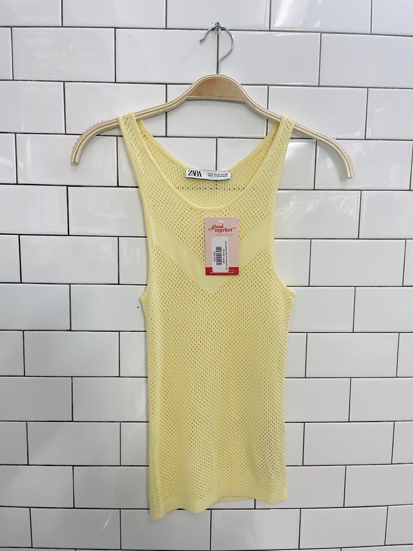 zara yellow perf knit chevron tank