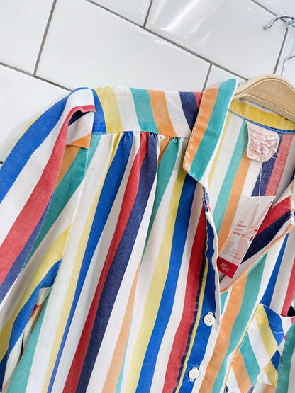 vintage 70s shirley k rainbow stripe shirt